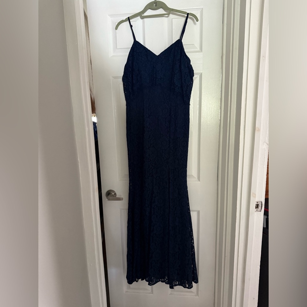 Navy Blue Lace Maxi Dress